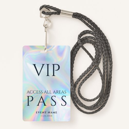 VIP All Access Pass Business Logo Holografisch Badge (Voorkant met draagriem)