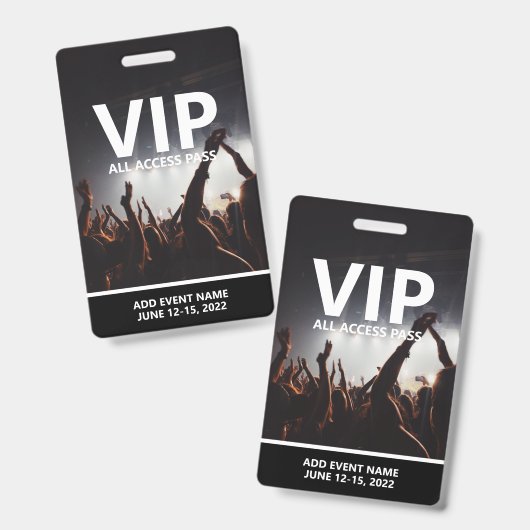 VIP All Access Pass Concert Evenement Persoonlijk Badge (Voor- en achterkant)