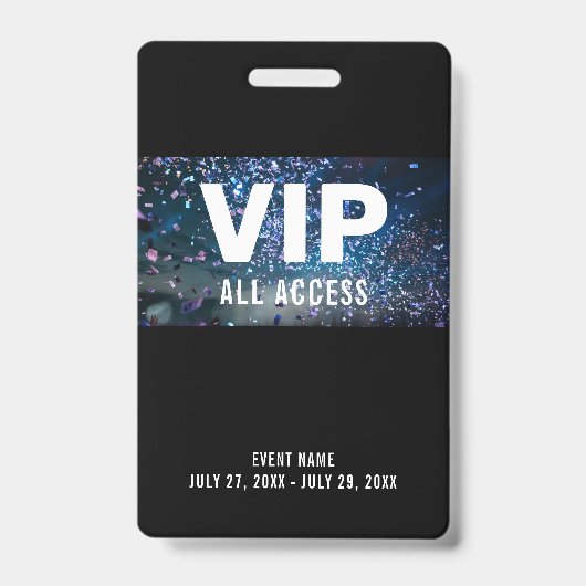 VIP All Access Pass Concert Event ID-badge Badge (Front)