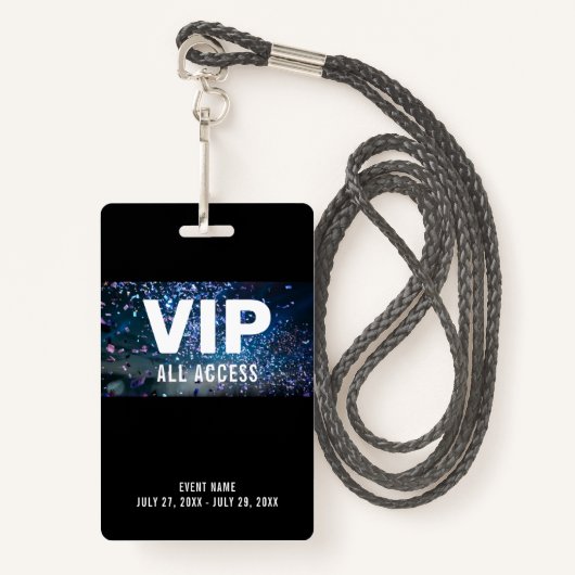 VIP All Access Pass Concert Event ID-badge Badge (Voorkant met draagriem)
