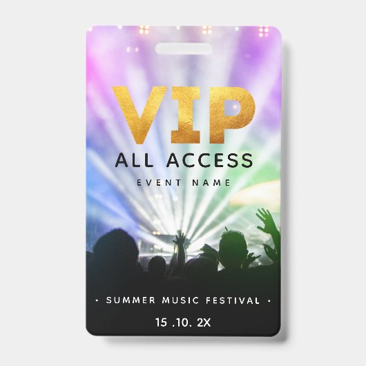 VIP All Access Pass Concert Festival Badge (Voorkant)