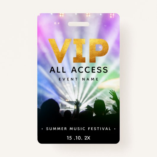 VIP All Access Pass Concert Festival Badge (Voorkant)