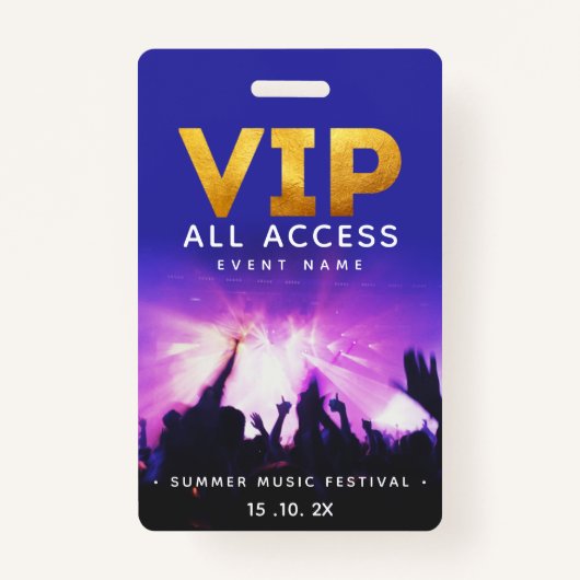 VIP All Access Pass Concert Festival Badge (Voorkant)
