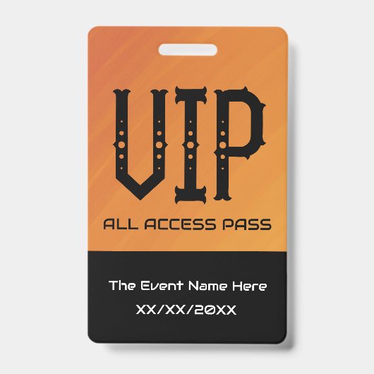 VIP All Access Pass Ticket Houder ID Badge (Voorzijde)