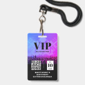 VIP All Access QR-code verjaardag Badge (Voorzijde met lanyard)