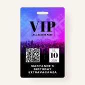 VIP All Access QR Code Verjaardag Badge (Achterkant)