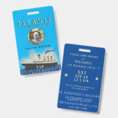 VIP All Access Titanic Verjaardag Badge (Voor- en achterkant)