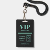 VIP All Access Zwart Turquoise Badge (Voorzijde met lanyard)