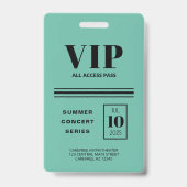 VIP All Access Zwart Turquoise Badge (Achterkant)