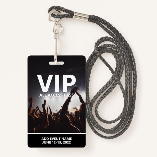 VIP alle Gebeurtenis van het concert van de pas va Badge (Voorkant met draagriem)