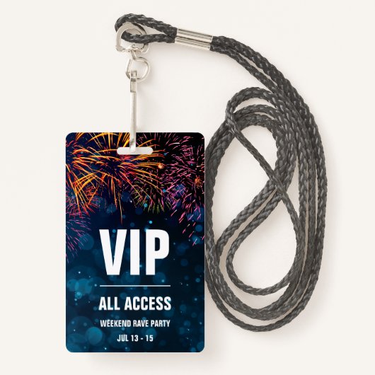 VIP Alle gebeurtenispas van de Toegang | Fireworks Badge (Voorkant met draagriem)