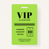 VIP Alle Toegang Fluorescent Groen Badge (Achterkant)