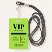 VIP Alle Toegang Fluorescent Groen Badge (Achterkant met draagriem)
