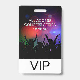 VIP Alle toegangskaarten, aangepast concertlogo Badge