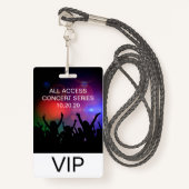 VIP Alle toegangskaarten, aangepast concertlogo Badge (Voorkant met draagriem)