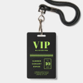 VIP Alles Toegang Fluorescerend Groen Badge (Voorzijde met lanyard)