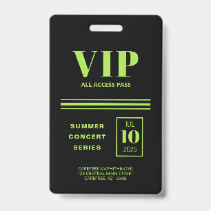 VIP Alles Toegang Fluorescerend Groen Badge