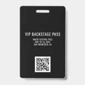 VIP Backstage-pas met QR-code-ID Badge (Achterkant)