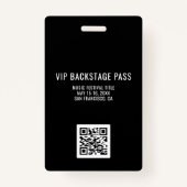 VIP Backstage-pas met QR-code-ID Badge (Achterkant)