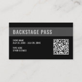 VIP Backstage Pas QR Code Evenement Foto Visitekaartje (Achterkant)