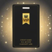 VIP Backstage Pass Muziekfestival Zwart & Goud Badge
