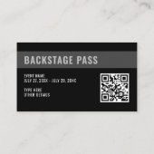 VIP Backstage pass QR Code Event Foto Visitekaartje (Achterkant)