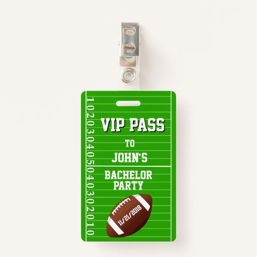 VIP-badge football Grid Bachelor Party Badge (Voorkant met clip)