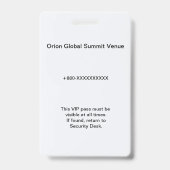 VIP Badge | Pass Badge – Corporate Security (Achterkant)