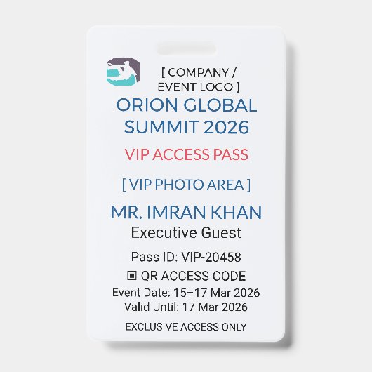 VIP Badge | Pass Badge – Corporate Security (Voorzijde)