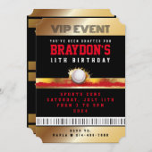 VIP BASEBALL All TOEGANG Gold Pass Badge Uitnodigi Kaart (Voorkant / Achterkant)