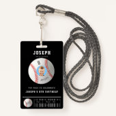 VIP Baseball Pass Custom Photo Birthday Party Badge (Voorkant met draagriem)