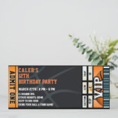 VIP Basketbal Verjaardagsfeest Bal Spel Ticket Kaart (Staand voorkant)