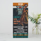 VIP Basketbal Verjaardagsfeest Ticket Kaart (Staand voorkant)