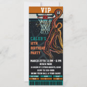 VIP Basketbal Verjaardagsfeest Ticket Kaart (Voorkant)