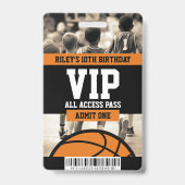 VIP-Basketbal verjaardagsfeest Uitnodiging Badge (Achterkant)