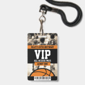 VIP-Basketbal verjaardagsfeest Uitnodiging Badge (Achterkant met lanyard)