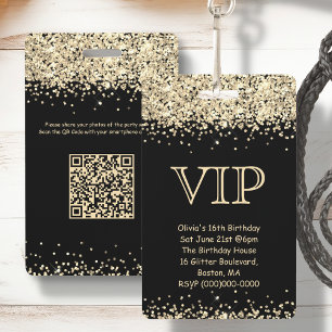 VIP Birthday Invitation Badge QR Code Foto delen