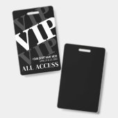 VIP Black All Access Evenement Badge (Voor- en achterkant)