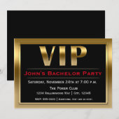 VIP Black & Gold Luxe Feest Uitnodiging (Voorkant / Achterkant)