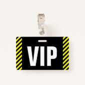 "VIP" + Black & Yellow Stripes Badge (Achterkant met clip)