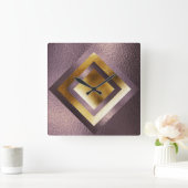 Vip Bordeaux Gold Metallic Shiny Geometric Clock Vierkante Klok (Huis)