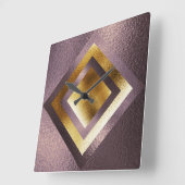 Vip Bordeaux Gold Metallic Shiny Geometric Clock Vierkante Klok (Hoek)