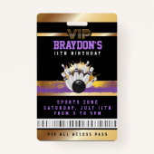 VIP Bowling ALL TOEGANG Gold Pass Badge (Voorkant)