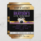 VIP BOWLING ALL TOEGANG Gold Pass Badge Uitnodigin Kaart (Voorkant / Achterkant)