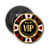 VIP Casino Poker Chip Las Vegas - rood / goud Button Flesopener (Voorkant)