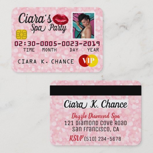 VIP-creditering Kaart |Mousserende roze|Fotouitnod Kortingskaartje (Voorkant / Achterkant)