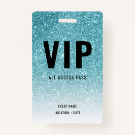 VIP Custom Event of Concert Blue Glitter Badge