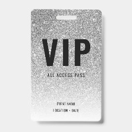 VIP Custom Event of Concert Zilveren Glitter Badge