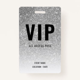 VIP Custom Event of Concert Zilveren Glitter Badge