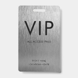 VIP Eenvoudig lettertype op geborsteld zilverkleur Badge